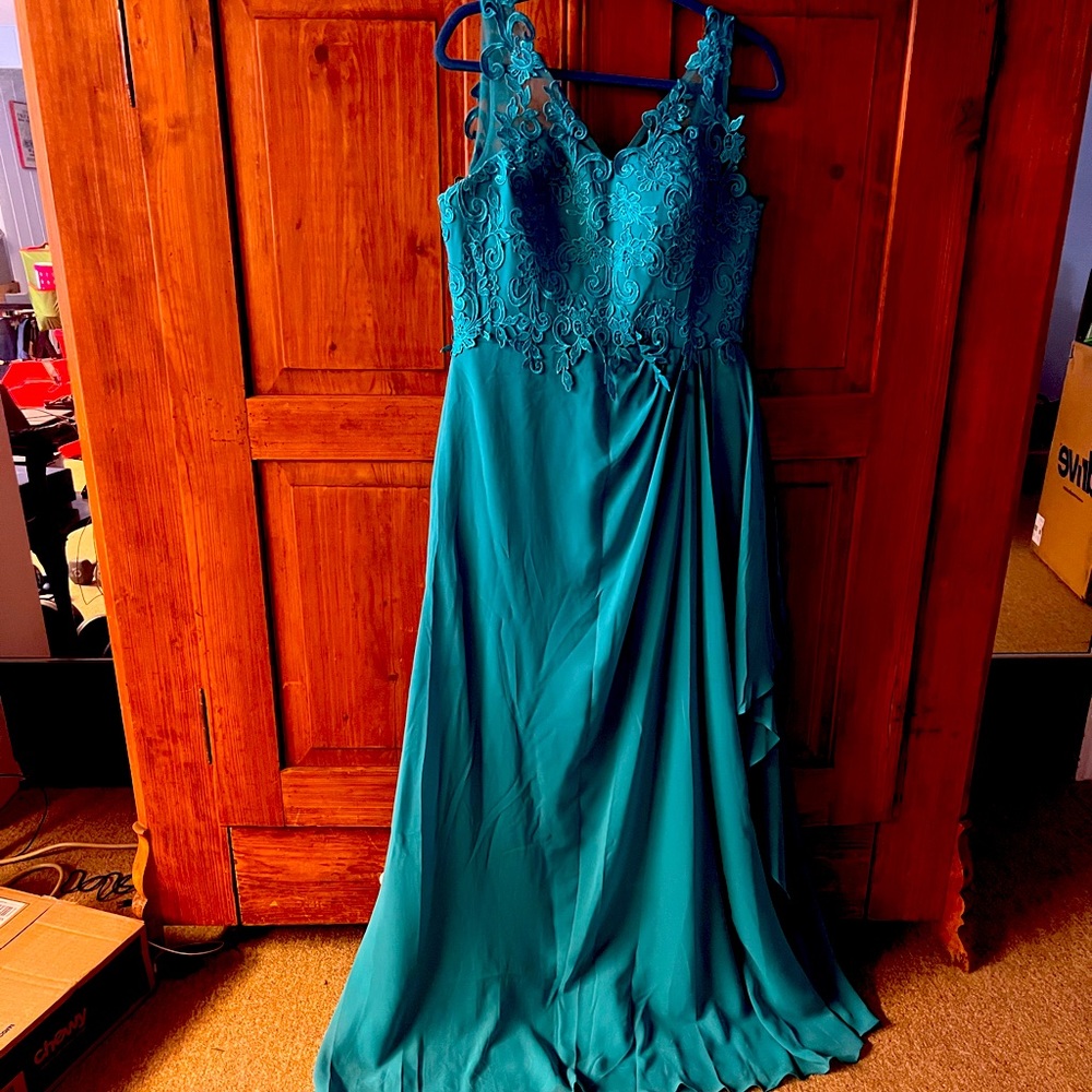 Long formal dress.